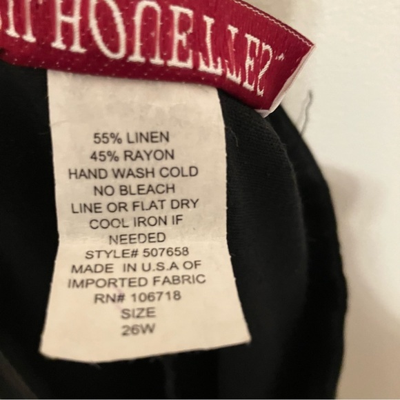 VTG Silhouettes Black Shirt Dress Plus Size 26W Linen Blend Pockets Short Sleeve - Picture 3 of 6